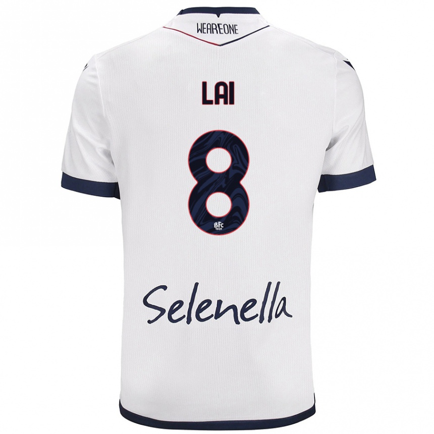 Gyermek Labdarúgás Luca Lai #8 Fehér Royal Blue Idegenbeli Jersey 2024/25 Mez Póló Ing