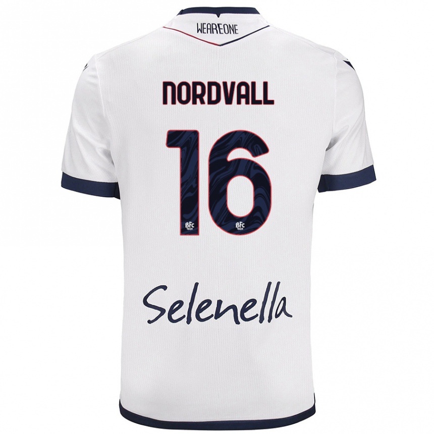 Gyermek Labdarúgás Ossian Nordvall #16 Fehér Royal Blue Idegenbeli Jersey 2024/25 Mez Póló Ing