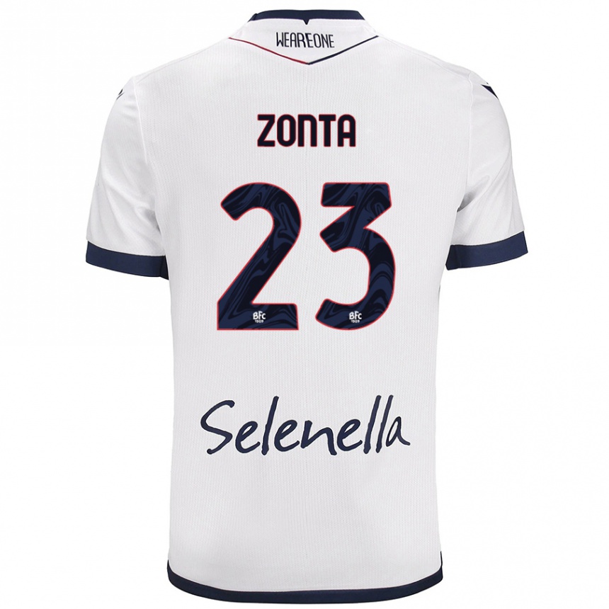 Gyermek Labdarúgás Alessandro Zonta #23 Fehér Royal Blue Idegenbeli Jersey 2024/25 Mez Póló Ing