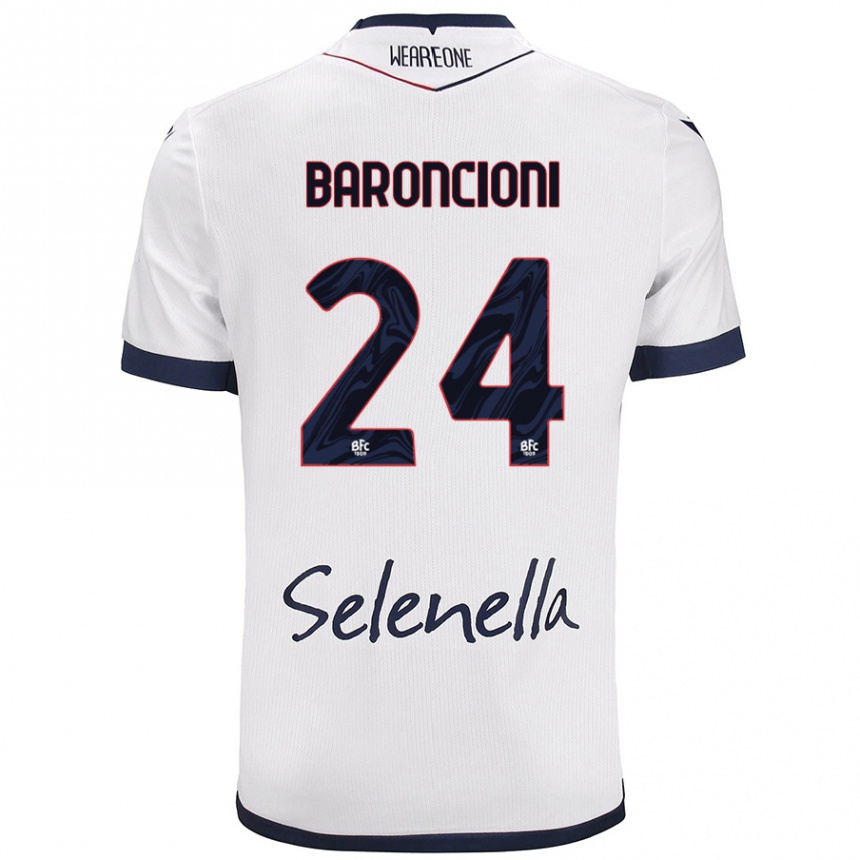 Gyermek Labdarúgás Davide Baroncioni #24 Fehér Royal Blue Idegenbeli Jersey 2024/25 Mez Póló Ing