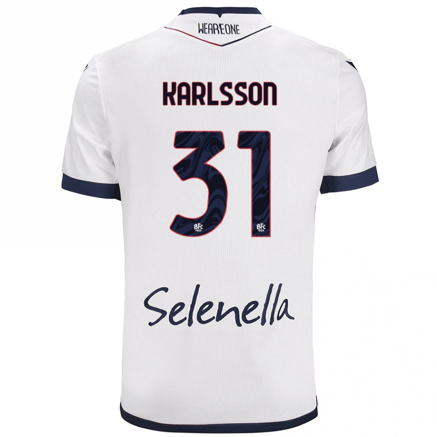 Gyermek Labdarúgás Kazper Karlsson #31 Fehér Royal Blue Idegenbeli Jersey 2024/25 Mez Póló Ing