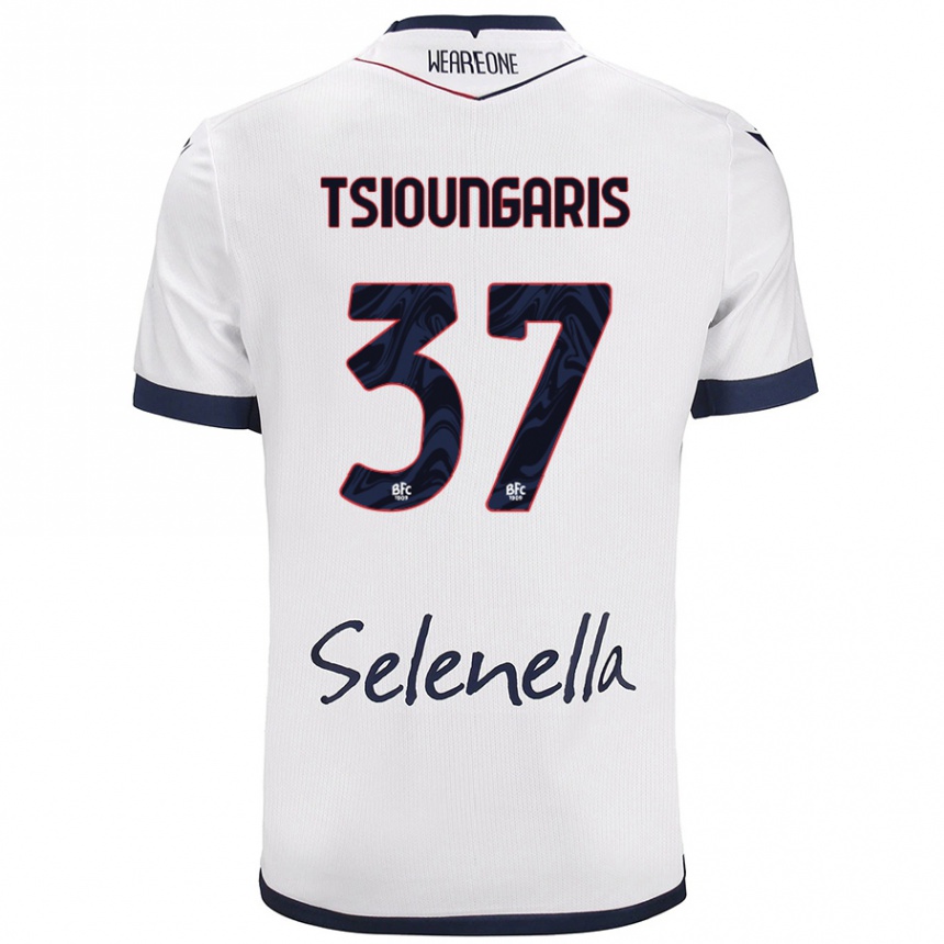 Gyermek Labdarúgás Theodoros Tsioungaris #37 Fehér Royal Blue Idegenbeli Jersey 2024/25 Mez Póló Ing