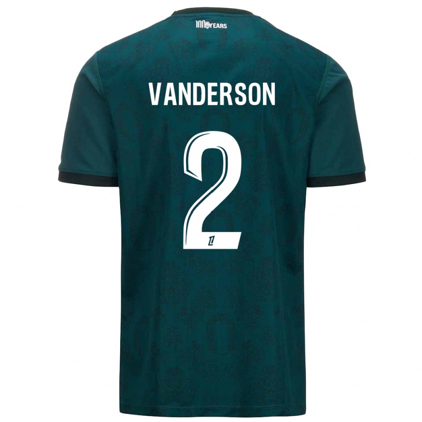 Gyermek Labdarúgás Vanderson #2 Sötétzöld Idegenbeli Jersey 2024/25 Mez Póló Ing