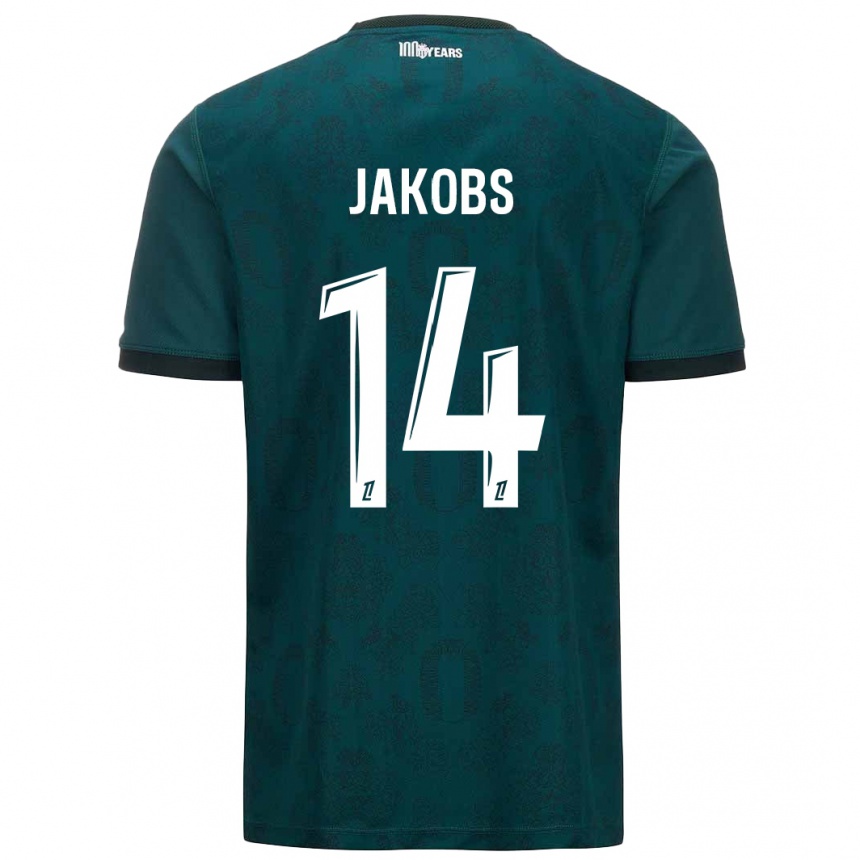 Gyermek Labdarúgás Ismail Jakobs #14 Sötétzöld Idegenbeli Jersey 2024/25 Mez Póló Ing