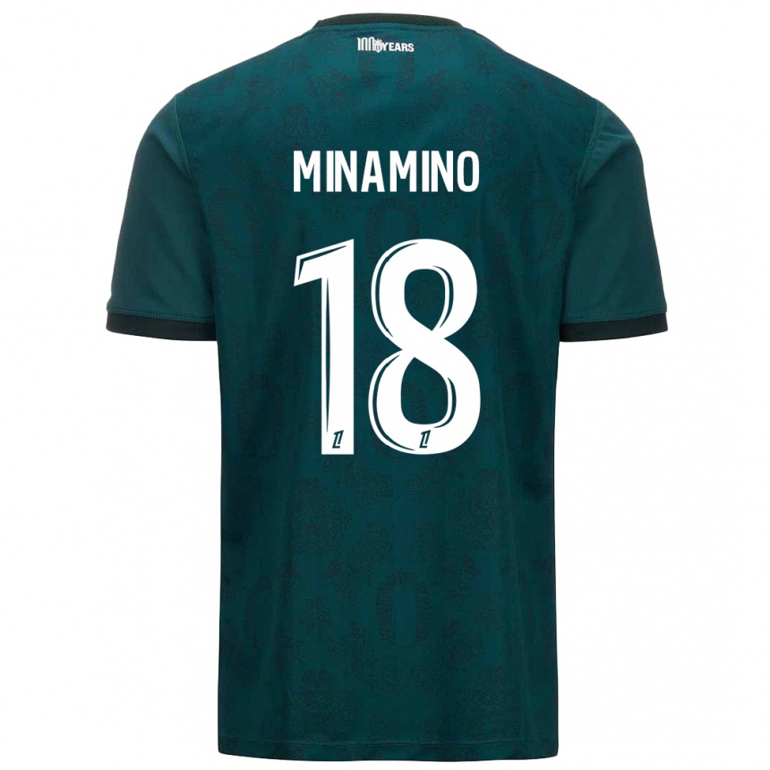 Gyermek Labdarúgás Takumi Minamino #18 Sötétzöld Idegenbeli Jersey 2024/25 Mez Póló Ing