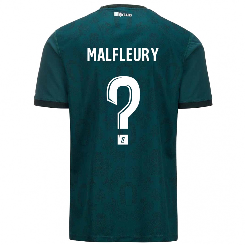 Gyermek Labdarúgás Geoffrey Malfleury #0 Sötétzöld Idegenbeli Jersey 2024/25 Mez Póló Ing