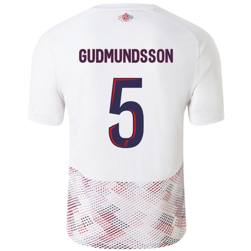 Gyermek Labdarúgás Gabriel Gudmundsson #5 Fehér Royal Blue Idegenbeli Jersey 2024/25 Mez Póló Ing