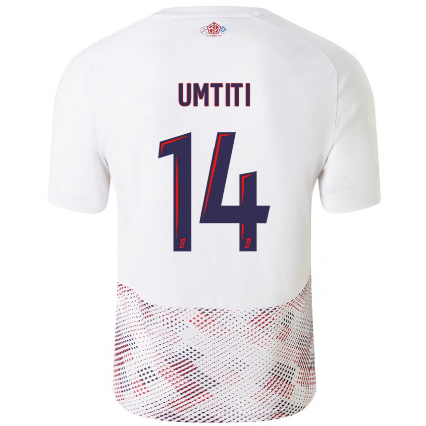 Gyermek Labdarúgás Samuel Umtiti #14 Fehér Royal Blue Idegenbeli Jersey 2024/25 Mez Póló Ing