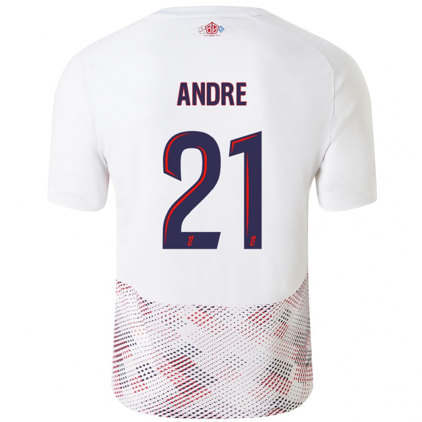 Gyermek Labdarúgás Benjamin André #21 Fehér Royal Blue Idegenbeli Jersey 2024/25 Mez Póló Ing