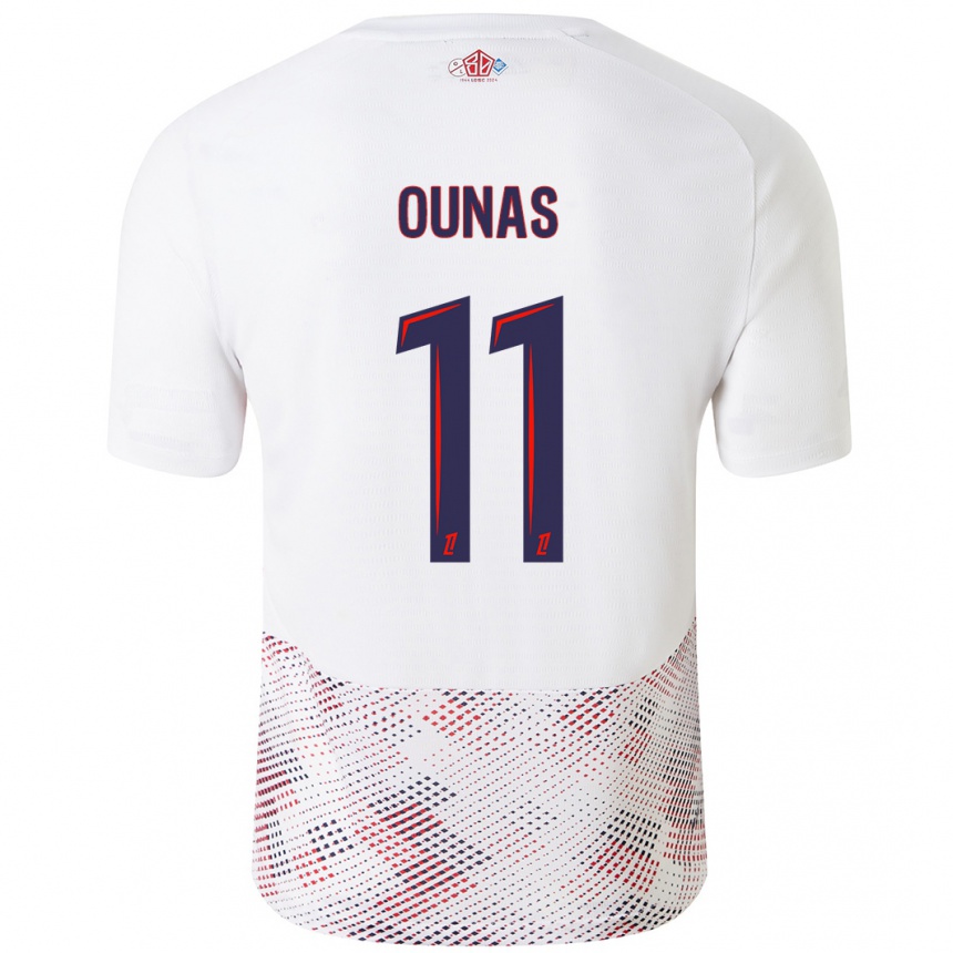 Gyermek Labdarúgás Adam Ounas #11 Fehér Royal Blue Idegenbeli Jersey 2024/25 Mez Póló Ing