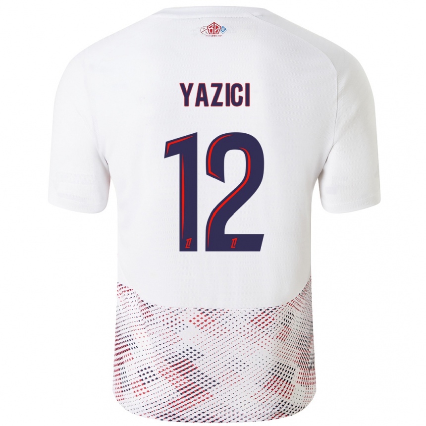 Gyermek Labdarúgás Yusuf Yazici #12 Fehér Royal Blue Idegenbeli Jersey 2024/25 Mez Póló Ing