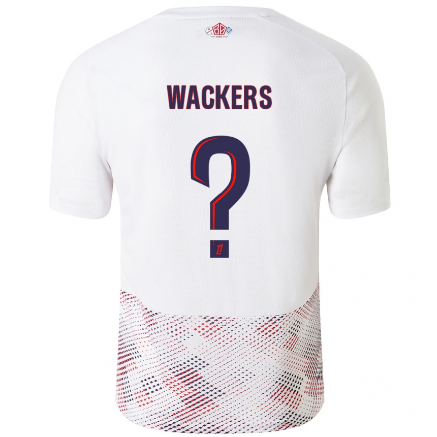 Gyermek Labdarúgás Maxime Wackers #0 Fehér Royal Blue Idegenbeli Jersey 2024/25 Mez Póló Ing