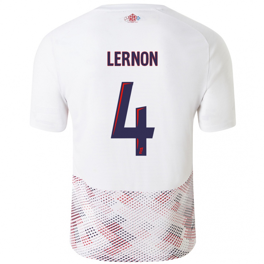 Gyermek Labdarúgás Jessica Lernon #4 Fehér Royal Blue Idegenbeli Jersey 2024/25 Mez Póló Ing