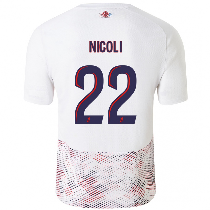 Gyermek Labdarúgás Morgane Nicoli #22 Fehér Royal Blue Idegenbeli Jersey 2024/25 Mez Póló Ing