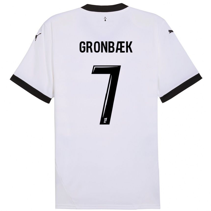 Gyermek Labdarúgás Albert Grønbaek #7 Fehér Fekete Idegenbeli Jersey 2024/25 Mez Póló Ing