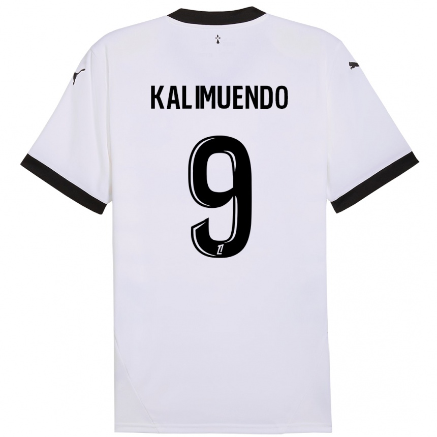 Gyermek Labdarúgás Arnaud Kalimuendo #9 Fehér Fekete Idegenbeli Jersey 2024/25 Mez Póló Ing