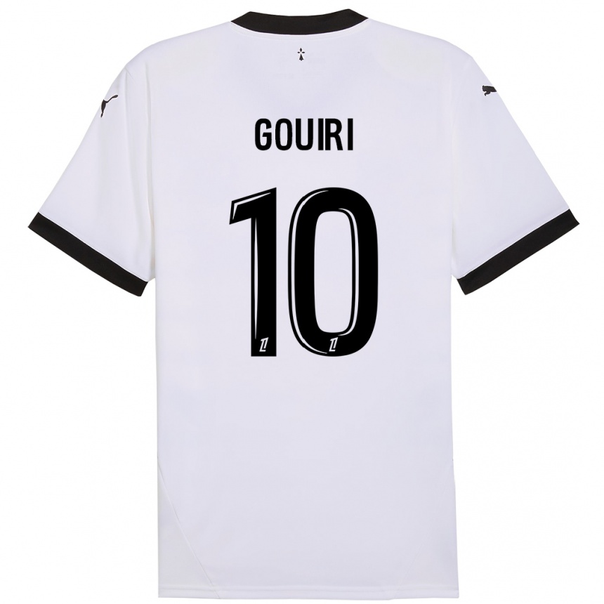 Gyermek Labdarúgás Amine Gouiri #10 Fehér Fekete Idegenbeli Jersey 2024/25 Mez Póló Ing