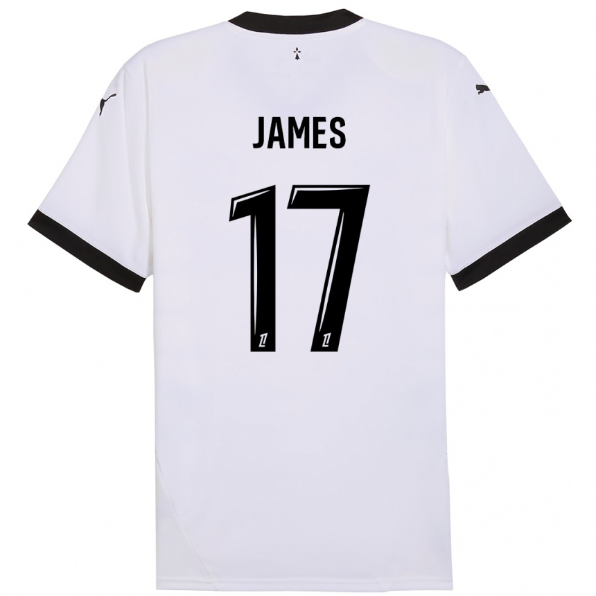 Gyermek Labdarúgás Jordan James #17 Fehér Fekete Idegenbeli Jersey 2024/25 Mez Póló Ing