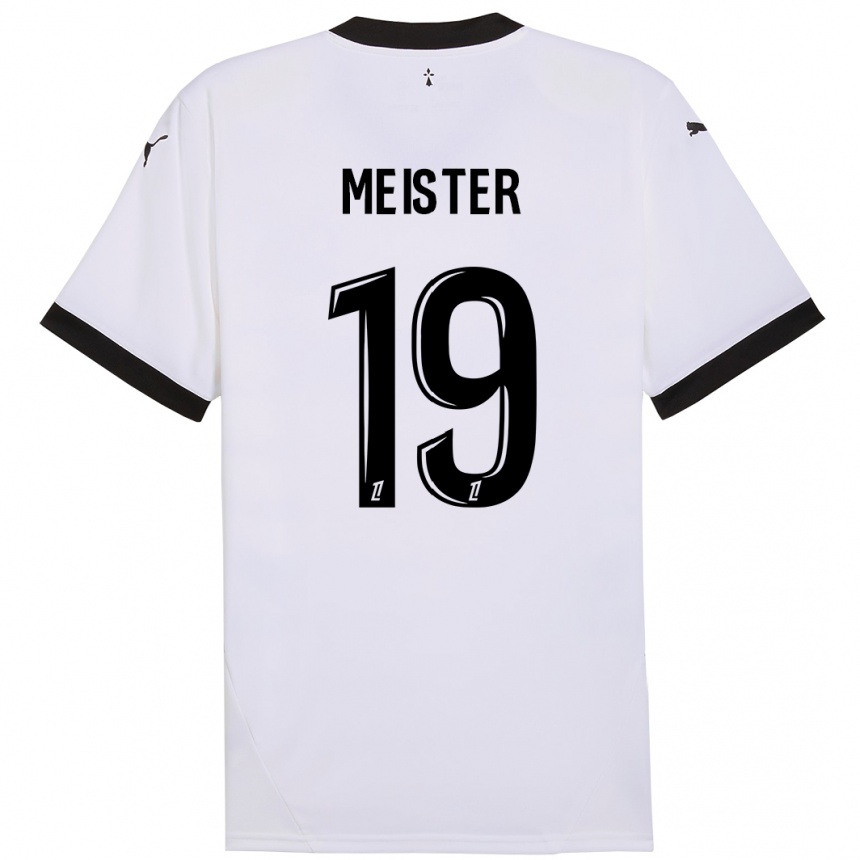 Gyermek Labdarúgás Henrik Meister #19 Fehér Fekete Idegenbeli Jersey 2024/25 Mez Póló Ing