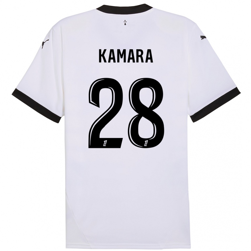 Gyermek Labdarúgás Glen Kamara #28 Fehér Fekete Idegenbeli Jersey 2024/25 Mez Póló Ing