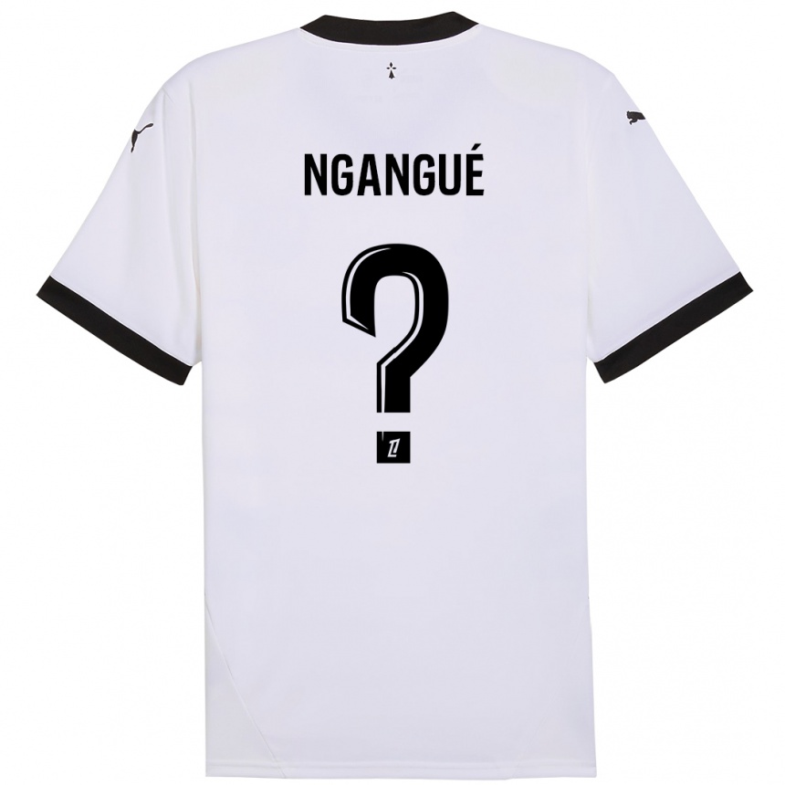 Gyermek Labdarúgás Maurice Ngangué #0 Fehér Fekete Idegenbeli Jersey 2024/25 Mez Póló Ing