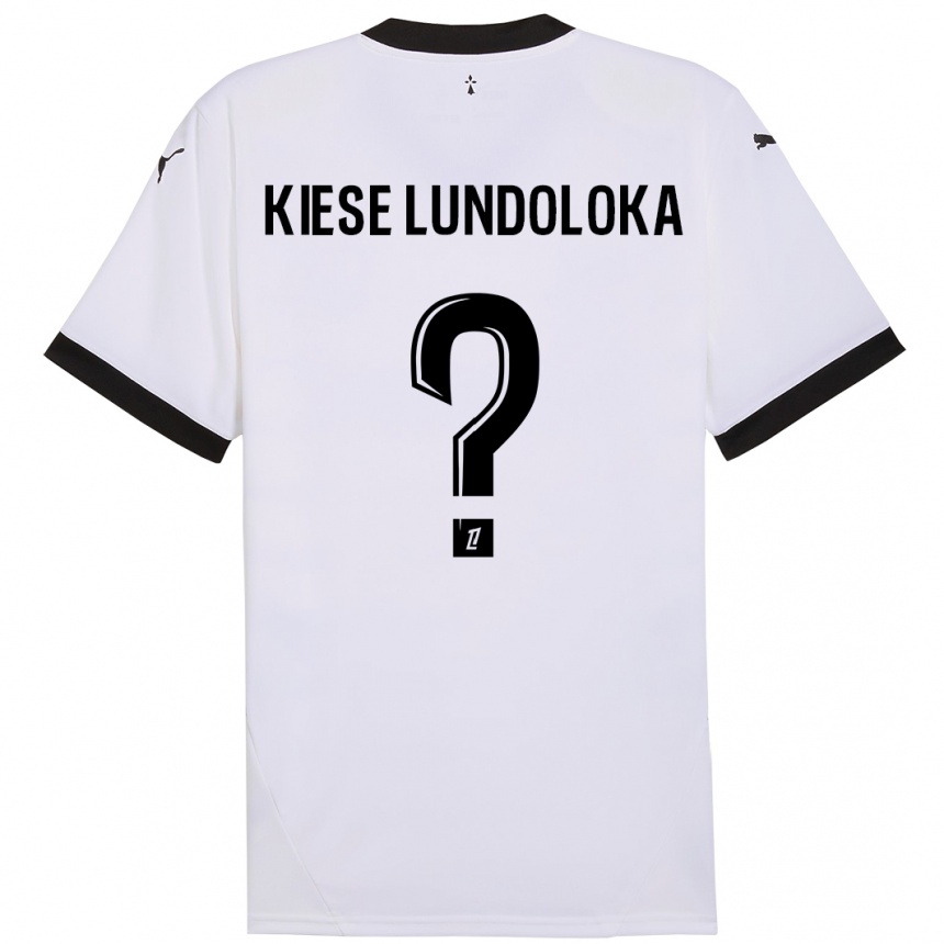 Gyermek Labdarúgás Jeanslor Kiese Lundoloka #0 Fehér Fekete Idegenbeli Jersey 2024/25 Mez Póló Ing