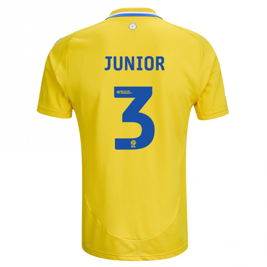 Gyermek Labdarúgás Junior Firpo #3 Sárga Kék Idegenbeli Jersey 2024/25 Mez Póló Ing