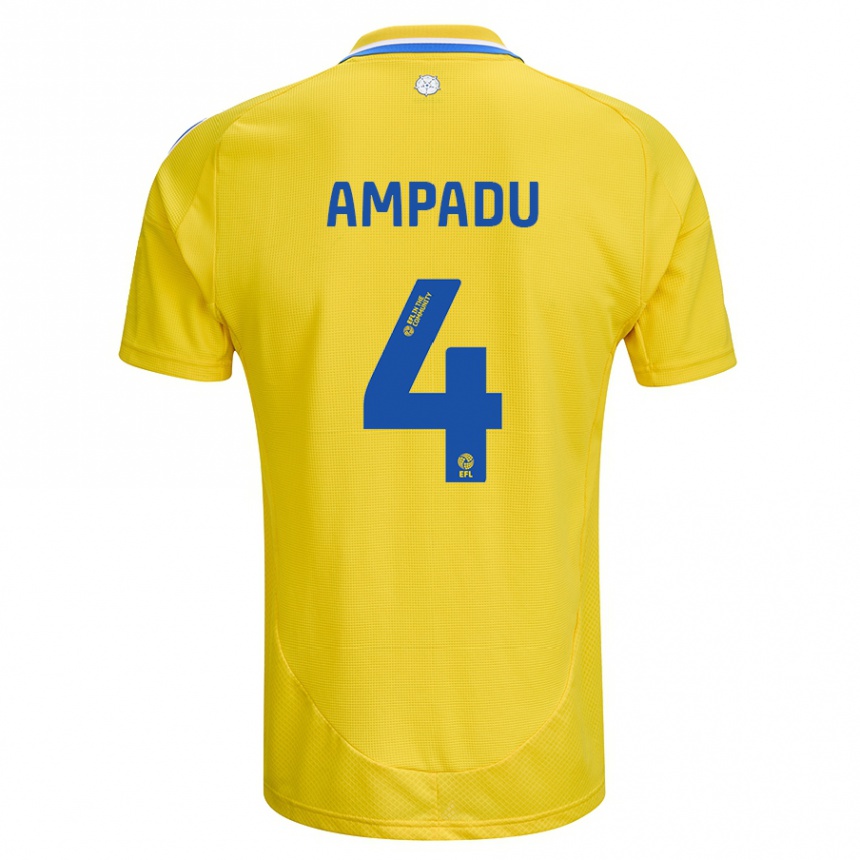 Gyermek Labdarúgás Ethan Ampadu #4 Sárga Kék Idegenbeli Jersey 2024/25 Mez Póló Ing