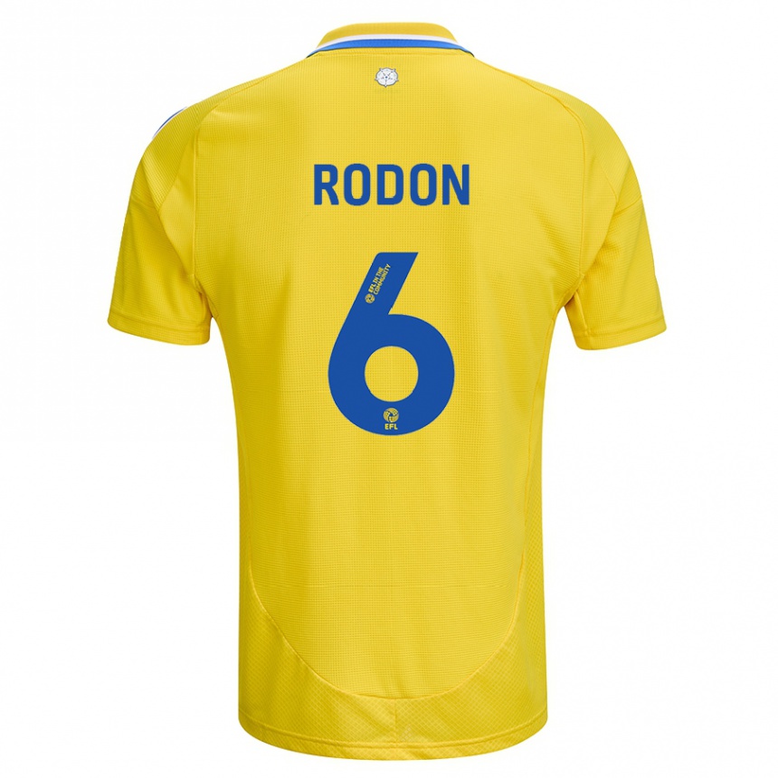 Gyermek Labdarúgás Joe Rodon #6 Sárga Kék Idegenbeli Jersey 2024/25 Mez Póló Ing