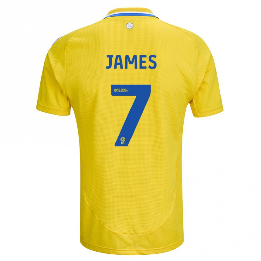 Gyermek Labdarúgás Daniel James #7 Sárga Kék Idegenbeli Jersey 2024/25 Mez Póló Ing