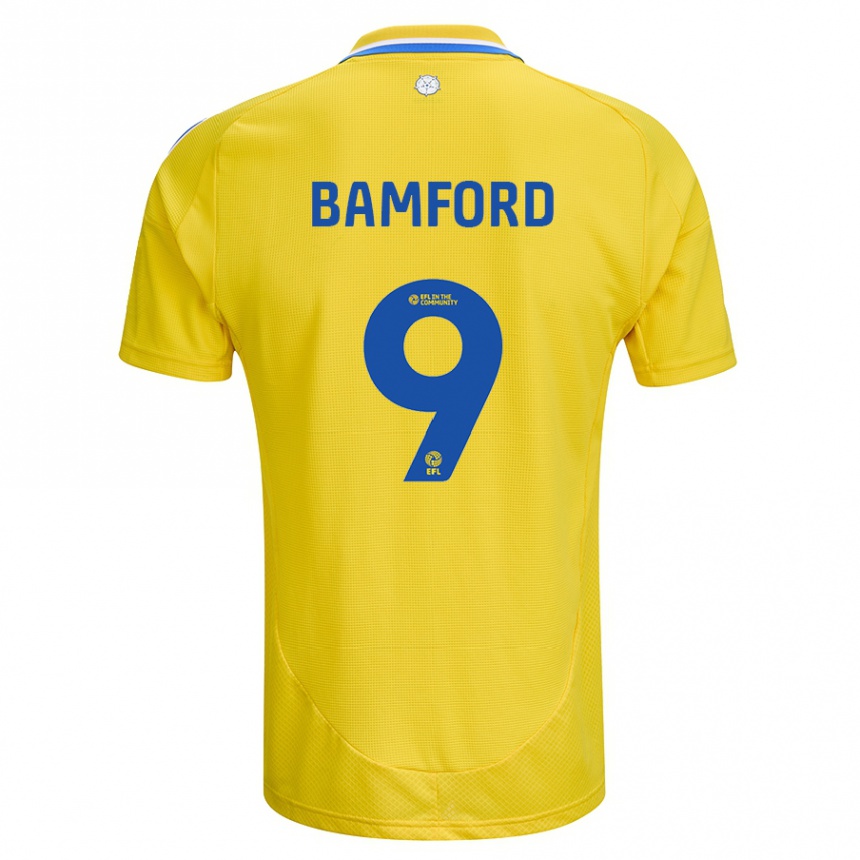 Gyermek Labdarúgás Patrick Bamford #9 Sárga Kék Idegenbeli Jersey 2024/25 Mez Póló Ing