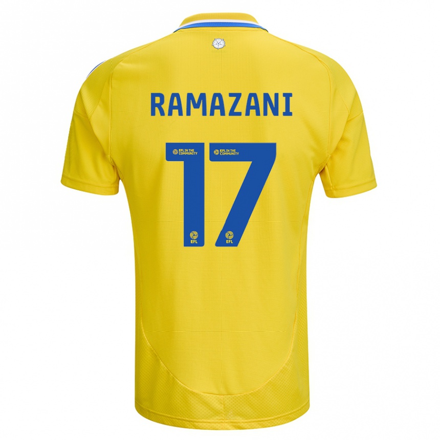 Gyermek Labdarúgás Largie Ramazani #17 Sárga Kék Idegenbeli Jersey 2024/25 Mez Póló Ing