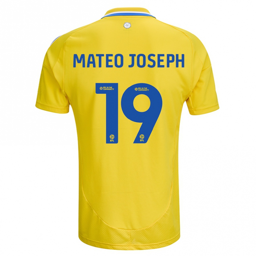 Gyermek Labdarúgás Mateo Joseph #19 Sárga Kék Idegenbeli Jersey 2024/25 Mez Póló Ing