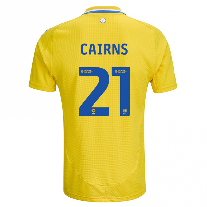 Gyermek Labdarúgás Alex Cairns #21 Sárga Kék Idegenbeli Jersey 2024/25 Mez Póló Ing