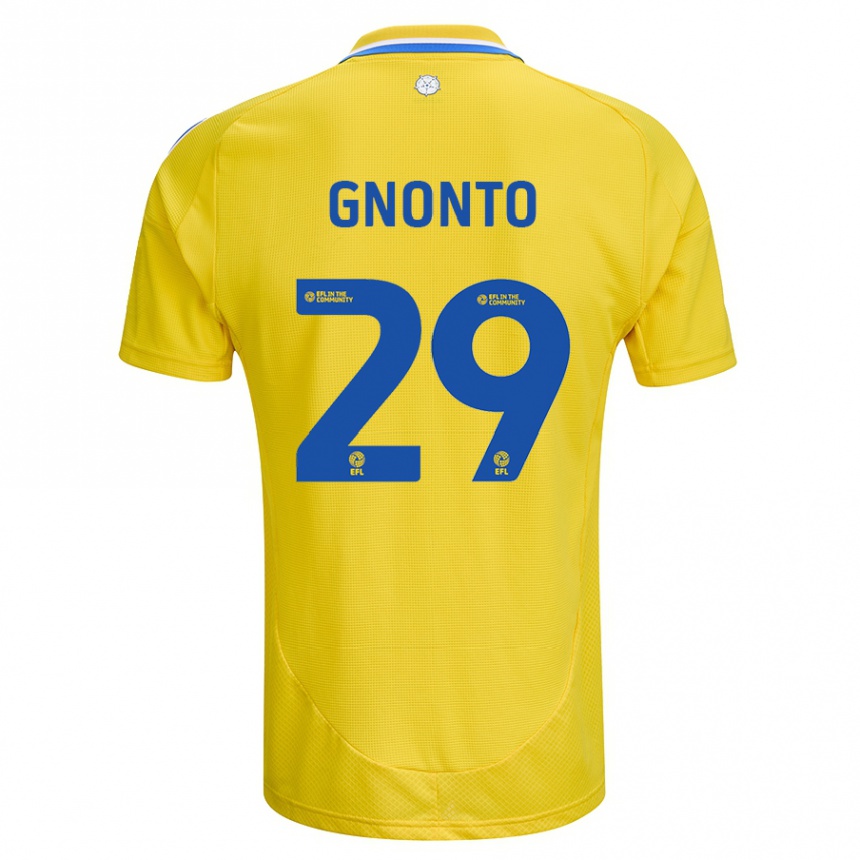 Gyermek Labdarúgás Wilfried Gnonto #29 Sárga Kék Idegenbeli Jersey 2024/25 Mez Póló Ing