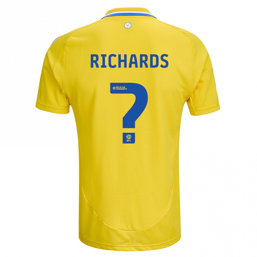 Gyermek Labdarúgás Joe Richards #0 Sárga Kék Idegenbeli Jersey 2024/25 Mez Póló Ing