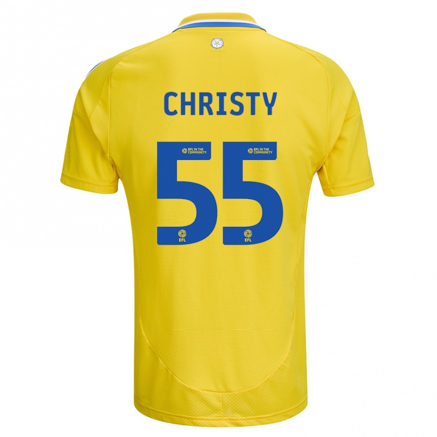 Gyermek Labdarúgás Harry Christy #55 Sárga Kék Idegenbeli Jersey 2024/25 Mez Póló Ing