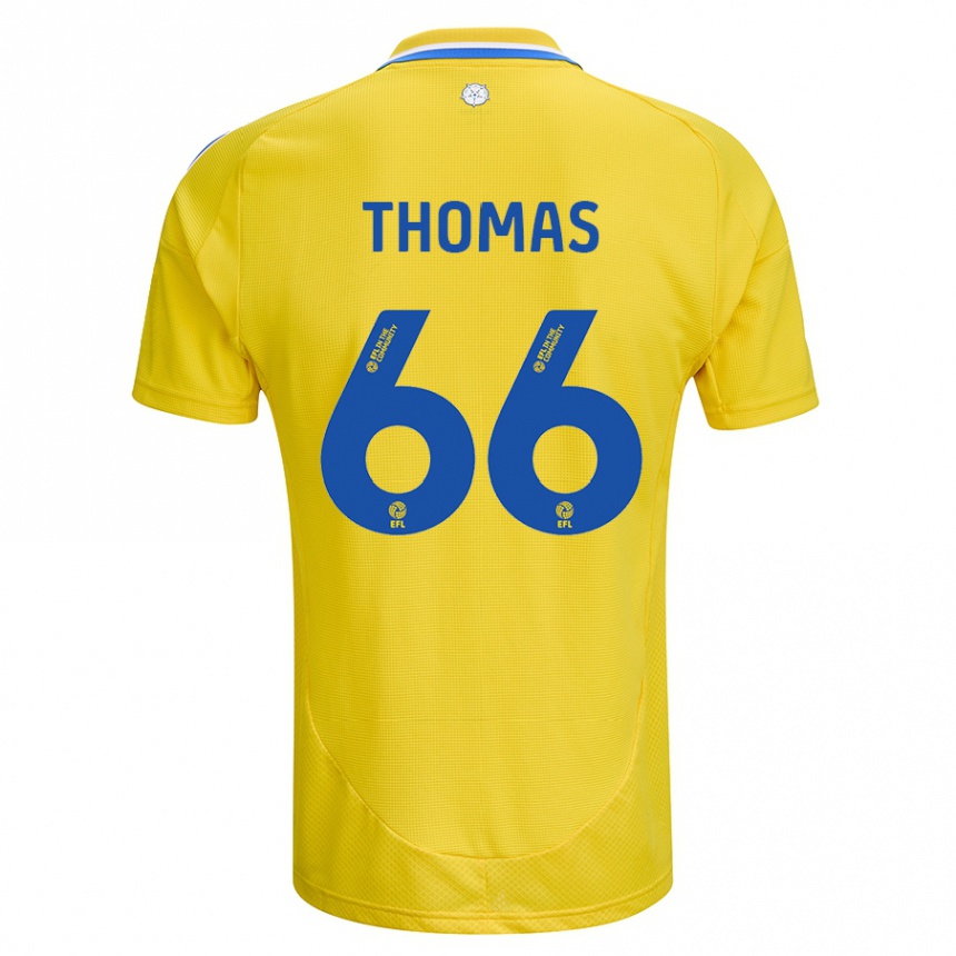 Gyermek Labdarúgás Luca Thomas #66 Sárga Kék Idegenbeli Jersey 2024/25 Mez Póló Ing