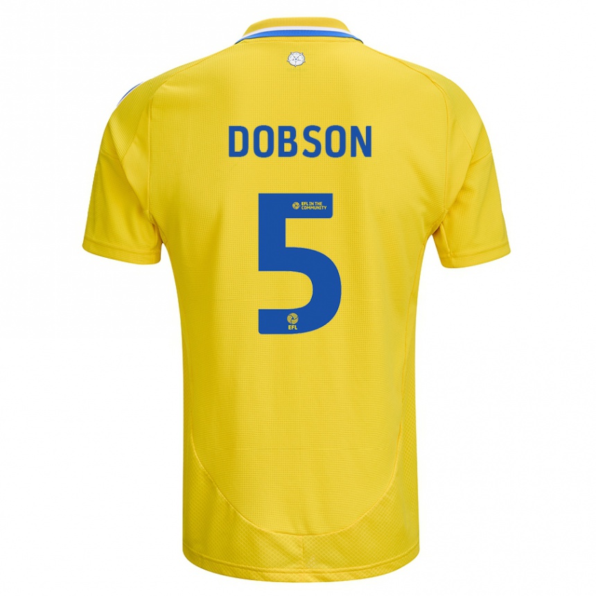 Gyermek Labdarúgás Ellie Dobson #5 Sárga Kék Idegenbeli Jersey 2024/25 Mez Póló Ing