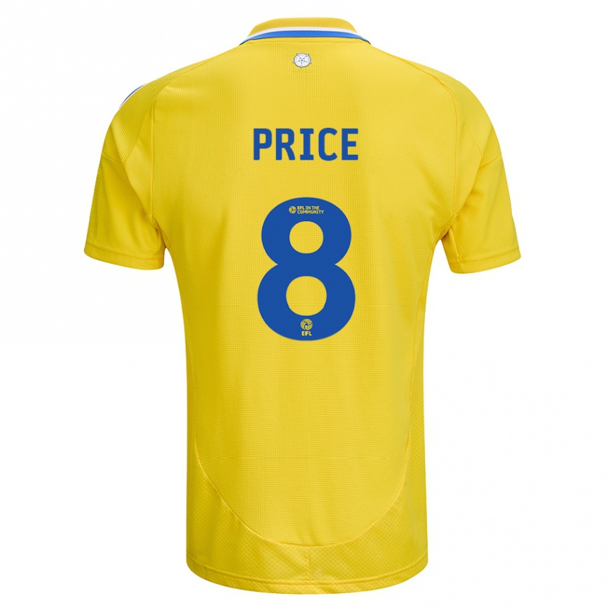 Gyermek Labdarúgás Leoni Price #8 Sárga Kék Idegenbeli Jersey 2024/25 Mez Póló Ing