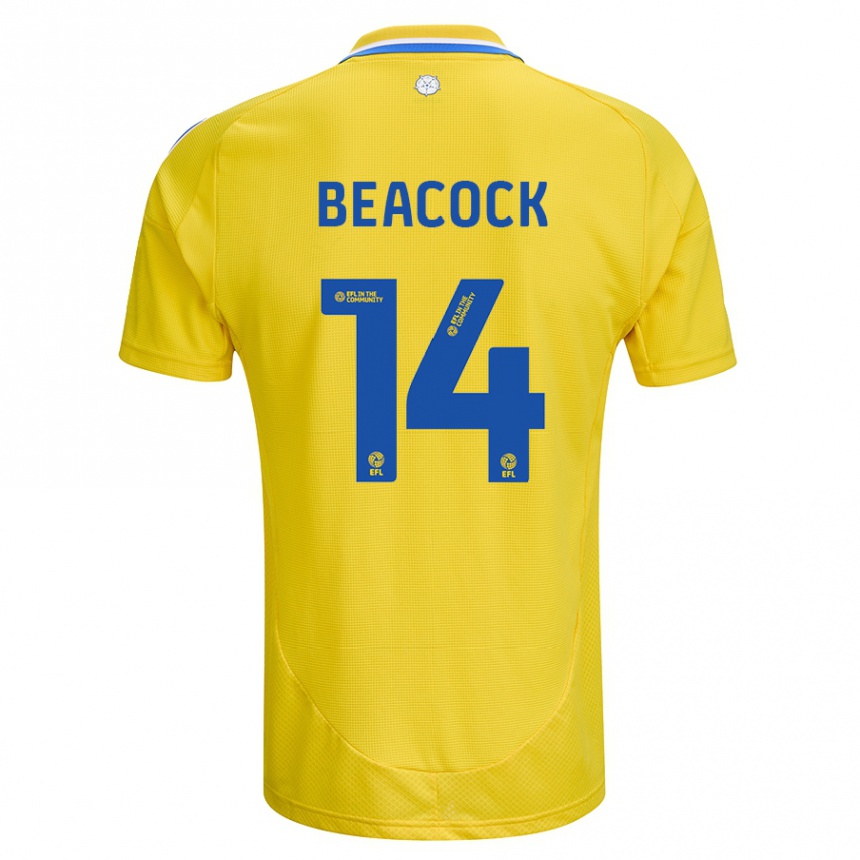 Gyermek Labdarúgás Molly Beacock #14 Sárga Kék Idegenbeli Jersey 2024/25 Mez Póló Ing