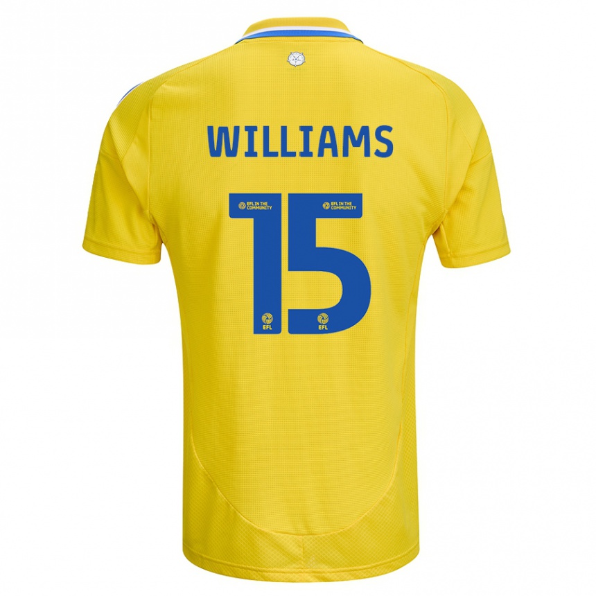 Gyermek Labdarúgás Paige Williams #15 Sárga Kék Idegenbeli Jersey 2024/25 Mez Póló Ing