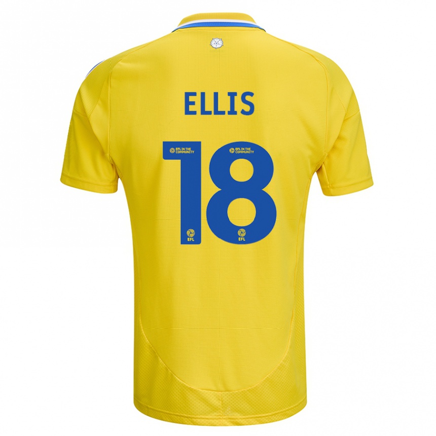 Gyermek Labdarúgás Macy Ellis #18 Sárga Kék Idegenbeli Jersey 2024/25 Mez Póló Ing