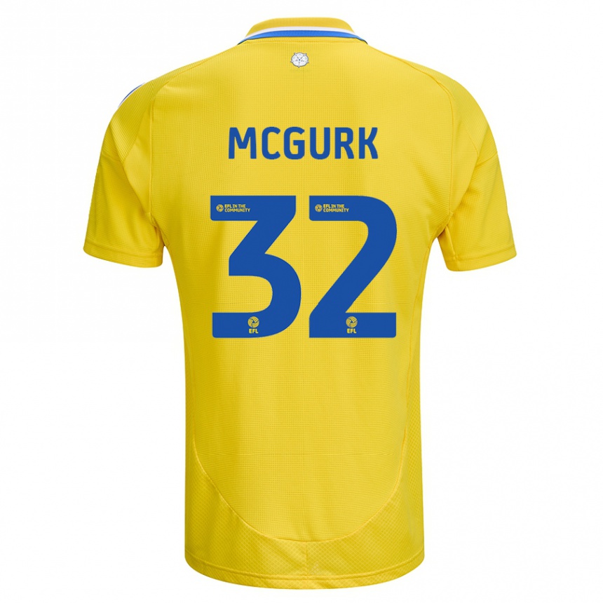 Gyermek Labdarúgás Sean Mcgurk #32 Sárga Kék Idegenbeli Jersey 2024/25 Mez Póló Ing