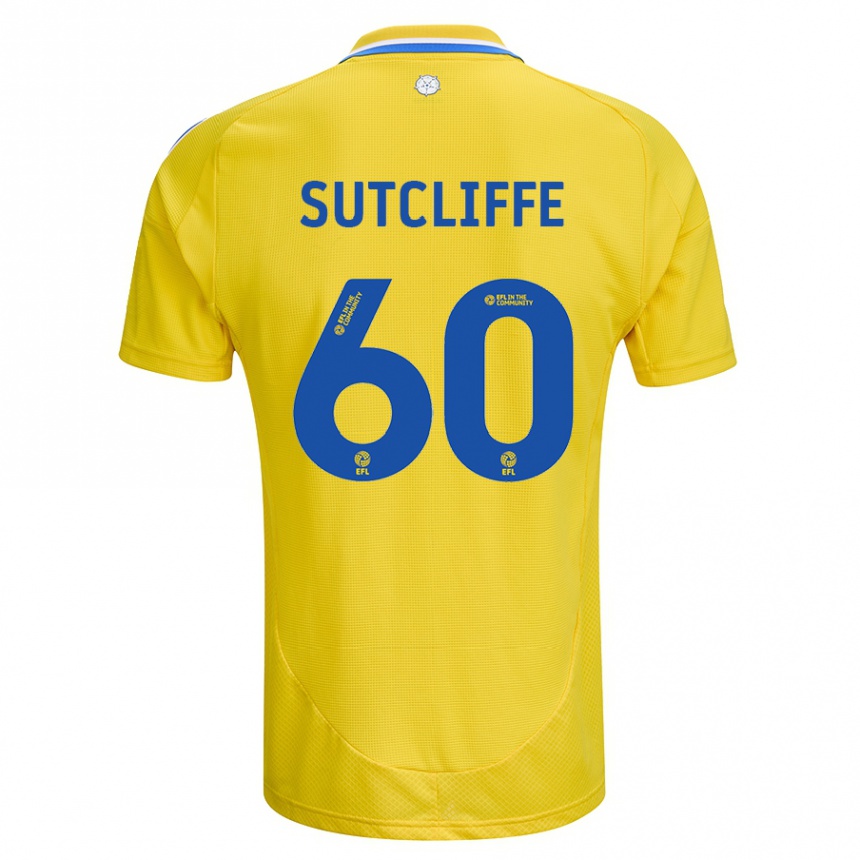 Gyermek Labdarúgás Harvey Sutcliffe #60 Sárga Kék Idegenbeli Jersey 2024/25 Mez Póló Ing