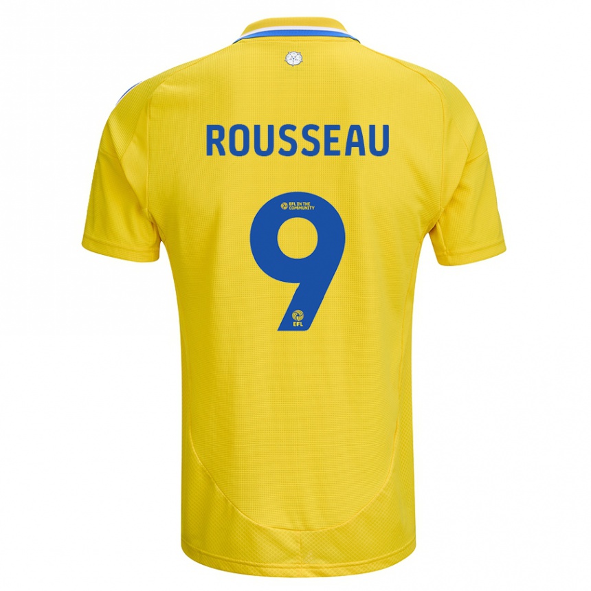 Gyermek Labdarúgás Jess Rousseau #9 Sárga Kék Idegenbeli Jersey 2024/25 Mez Póló Ing