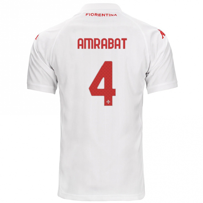 Gyermek Labdarúgás Sofyan Amrabat #4 Fehér Idegenbeli Jersey 2024/25 Mez Póló Ing