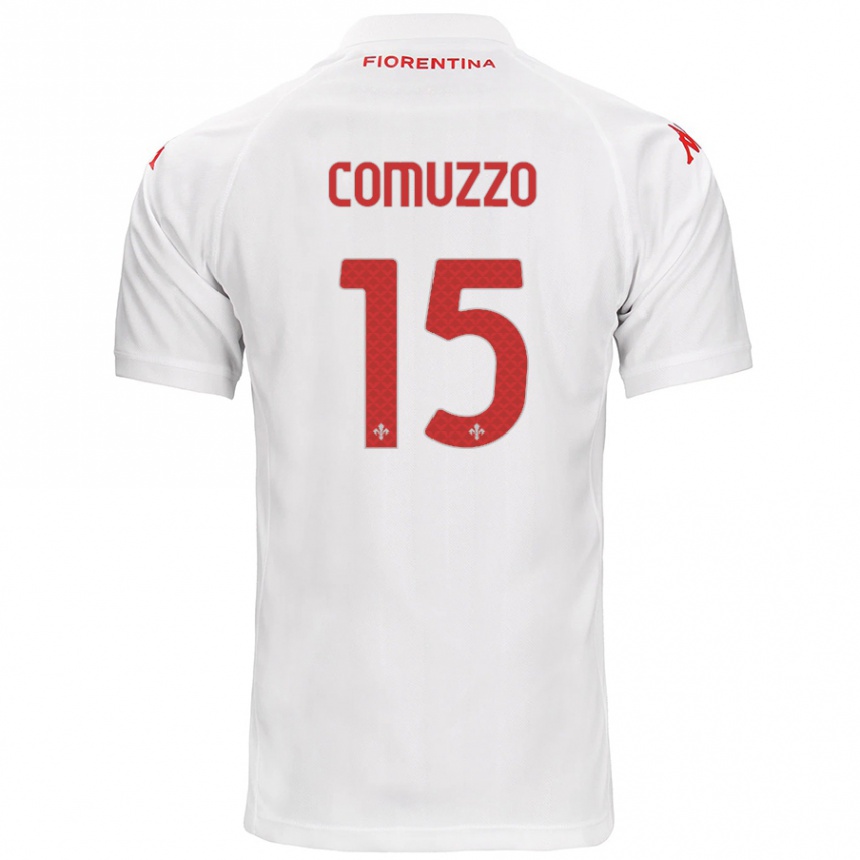 Gyermek Labdarúgás Pietro Comuzzo #15 Fehér Idegenbeli Jersey 2024/25 Mez Póló Ing