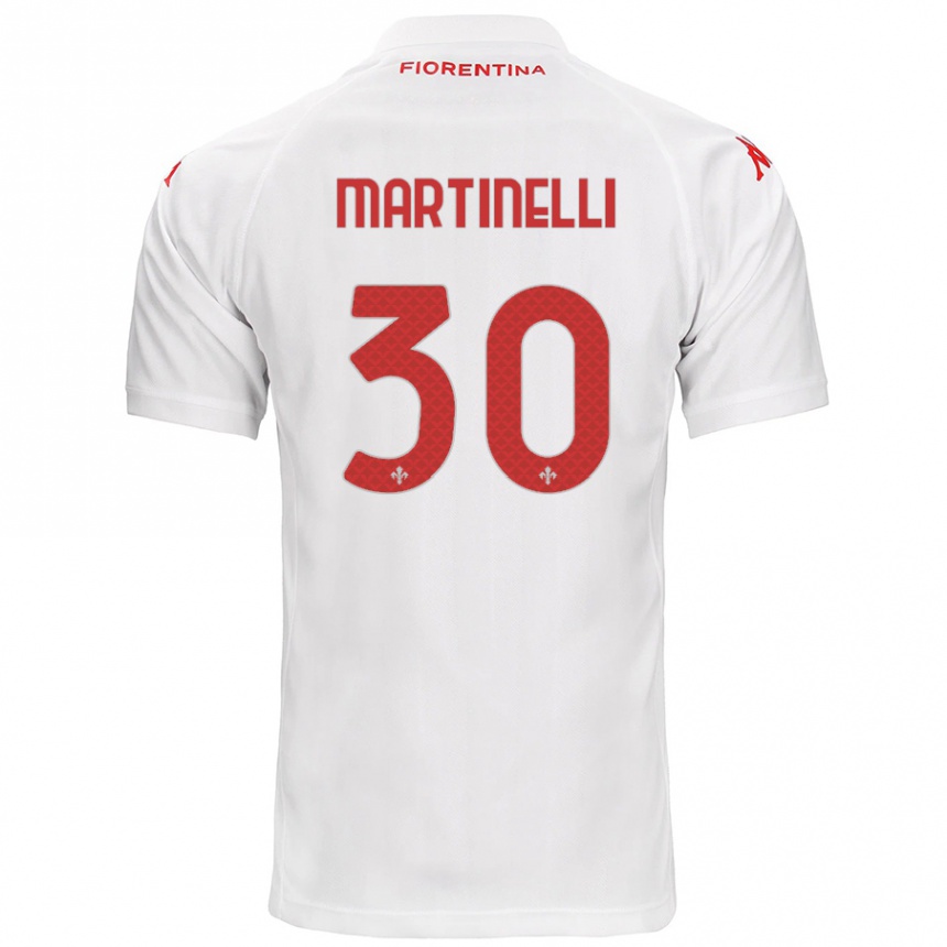 Gyermek Labdarúgás Tommaso Martinelli #30 Fehér Idegenbeli Jersey 2024/25 Mez Póló Ing