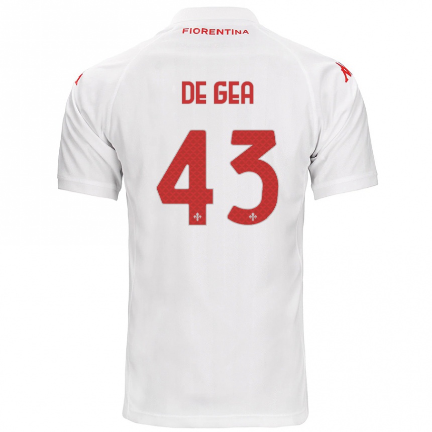 Gyermek Labdarúgás David De Gea #43 Fehér Idegenbeli Jersey 2024/25 Mez Póló Ing